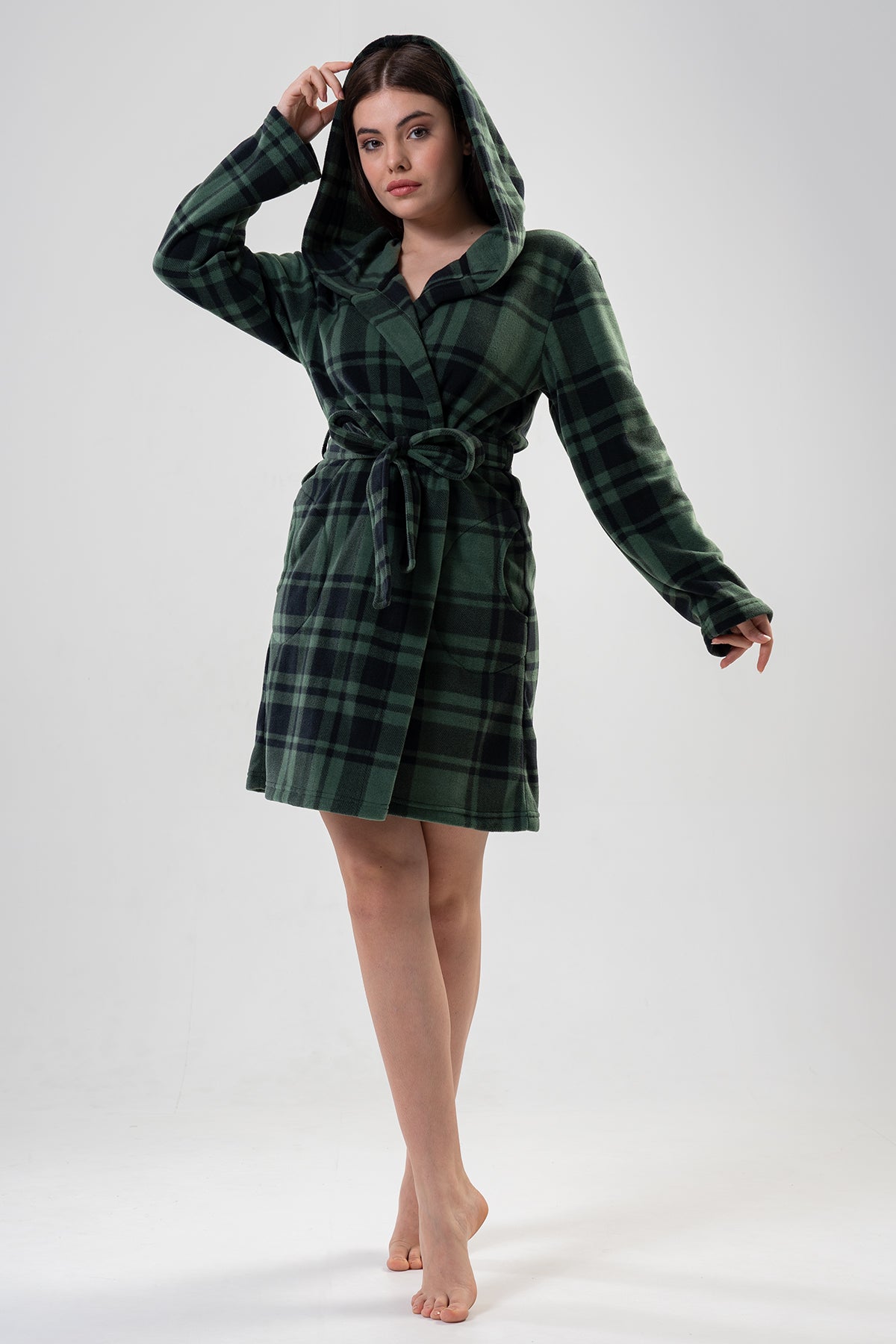 Woman Black and Khaki Dressing Gown