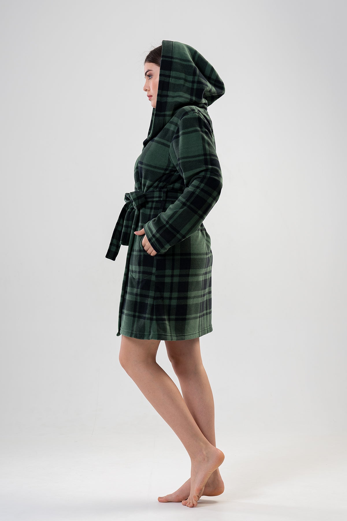 Woman Black and Khaki Dressing Gown