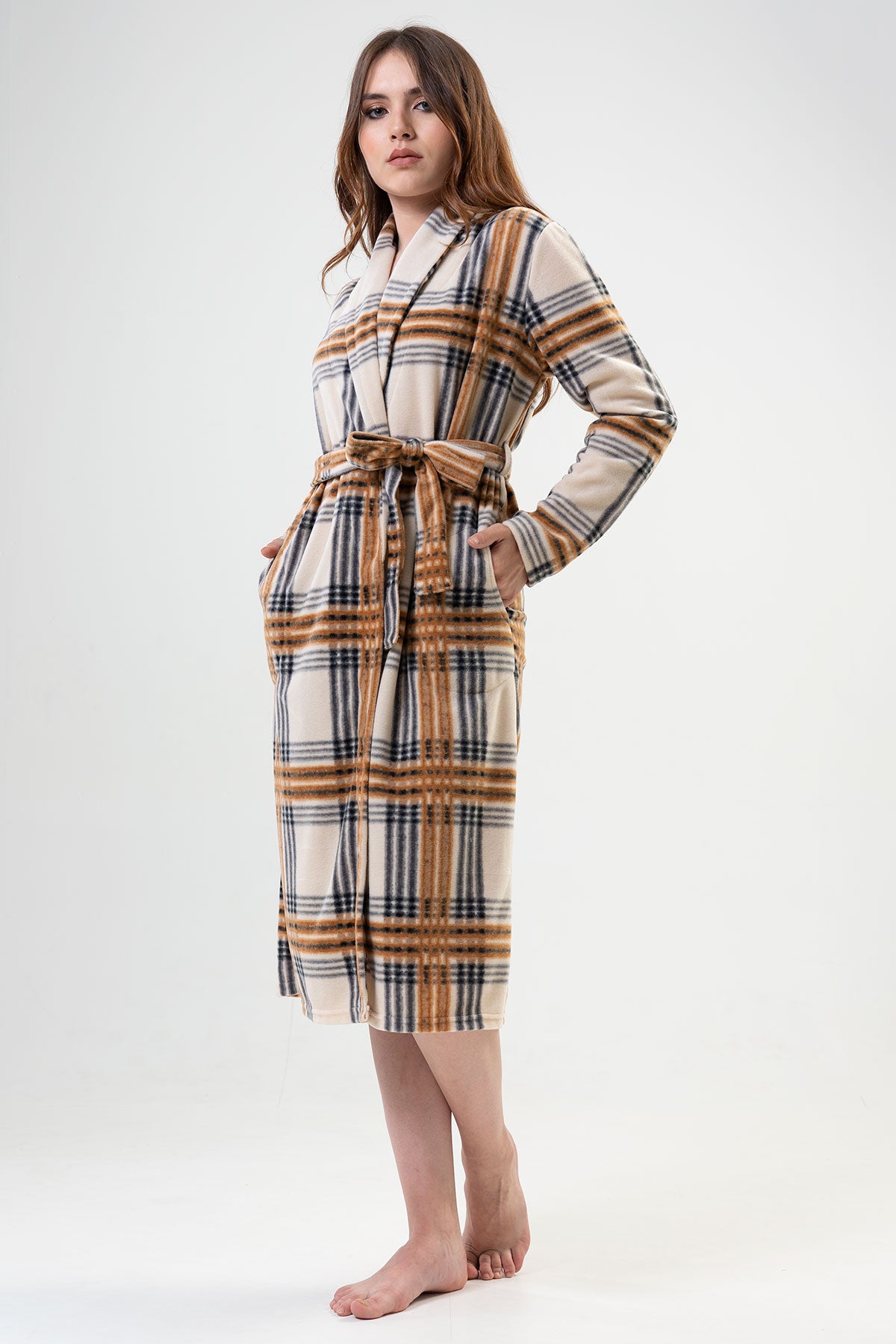 KADIN POLAR SAL YAKA UZUN KOL UZUN SABAHLIK