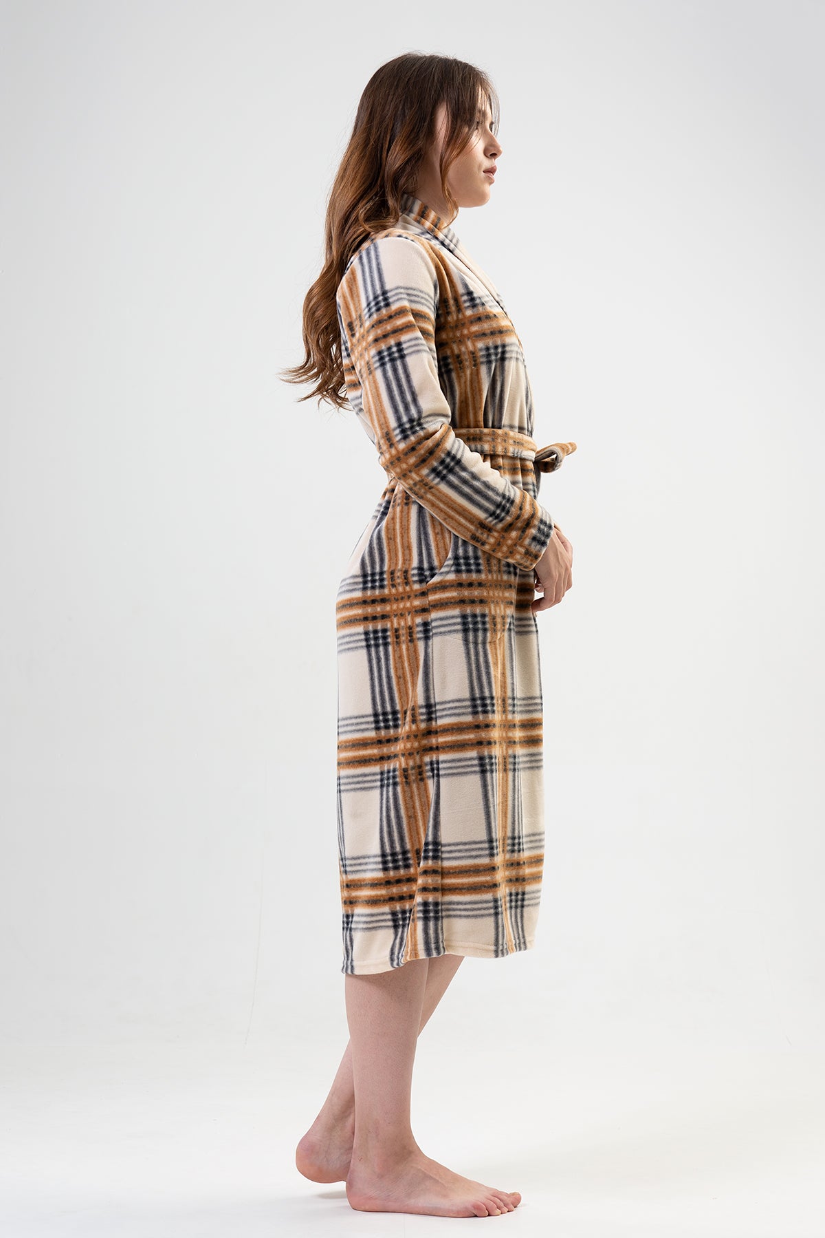 KADIN POLAR SAL YAKA UZUN KOL UZUN SABAHLIK