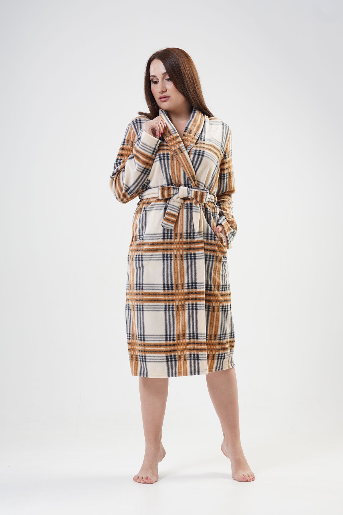 Woman Brown Dressing Gown