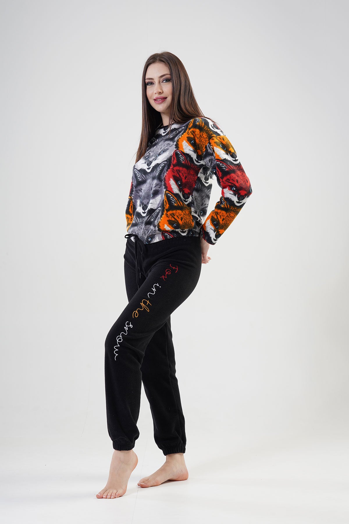 Woman Fleece Wolf Pyjama Set