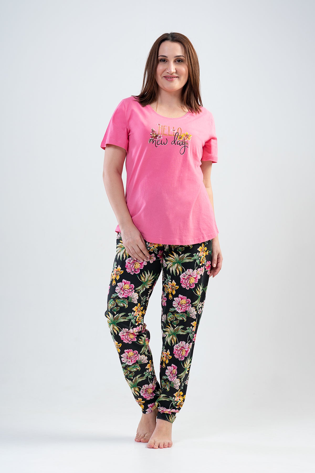 BAYAN P.SUPREM XXL O YAKA KISA KOL ETEGI OVAL PIJAMA TK