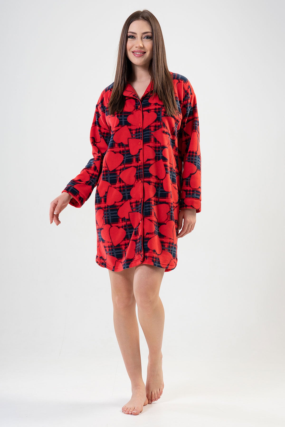 Woman Fleece Red Heart Tunic