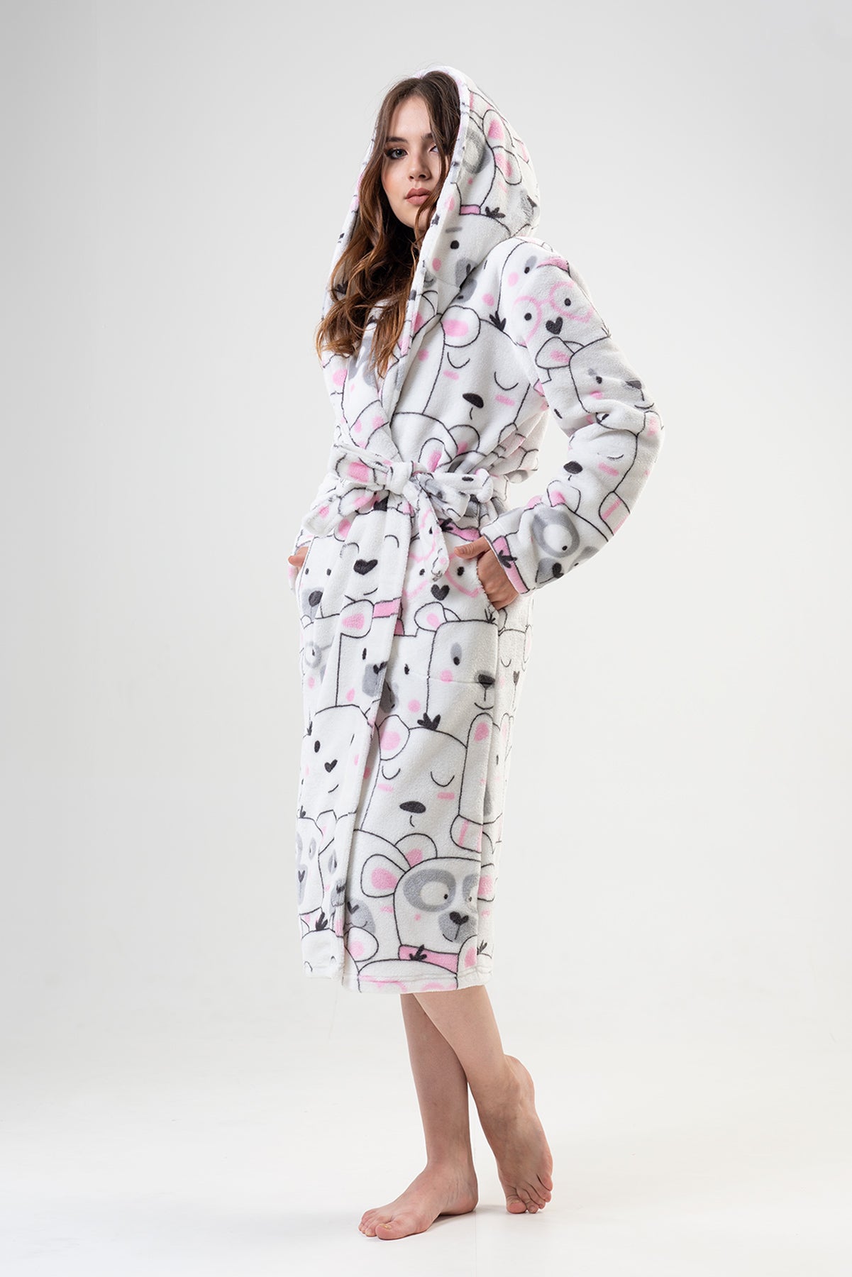 Woman White Long Dressing Gown