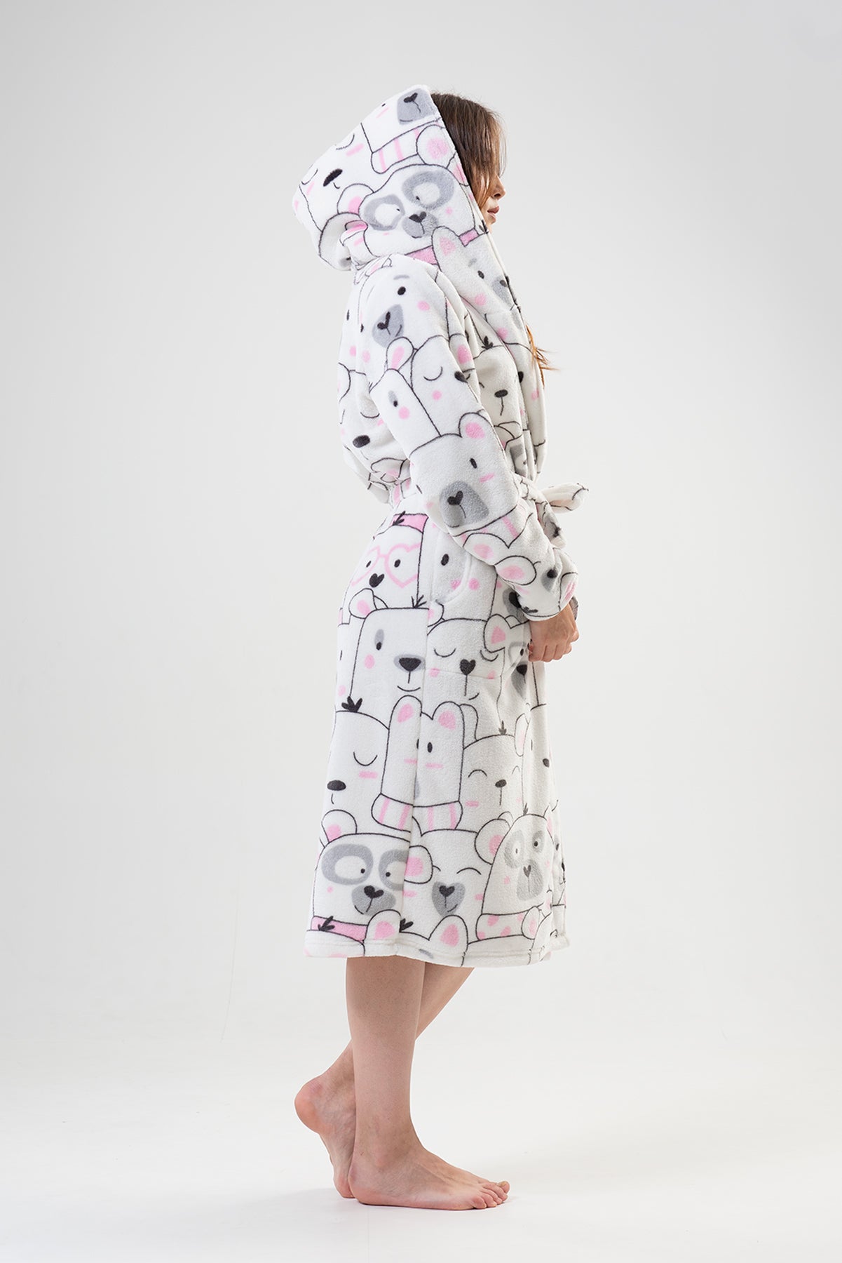 Woman White Long Dressing Gown