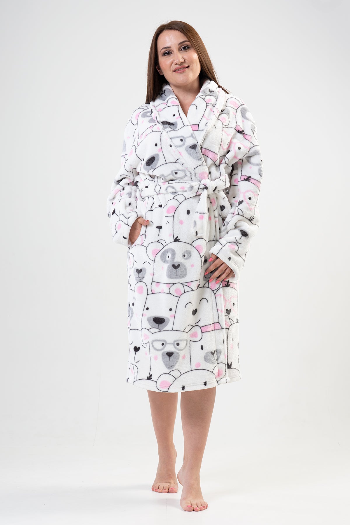 Woman Big Size Bright White Dressing Gown