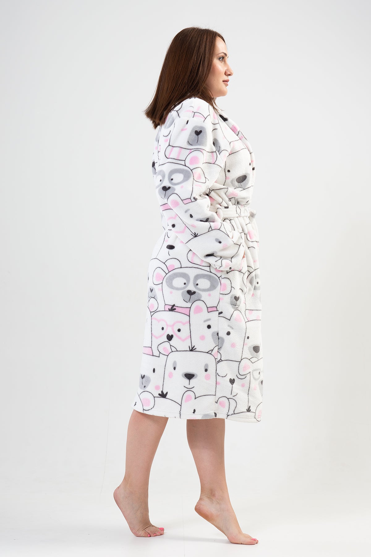 Woman Big Size Bright White Dressing Gown