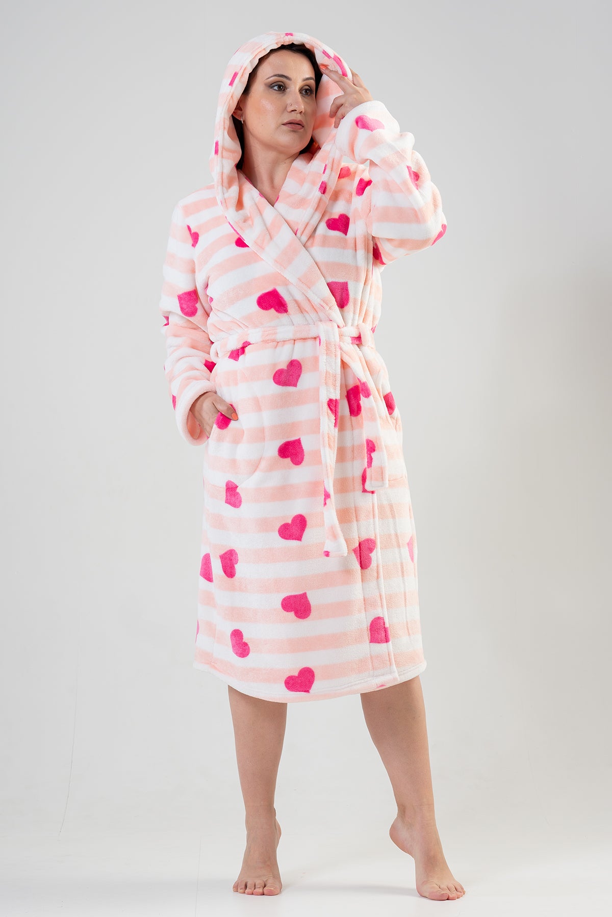 BAYAN SOFT XXL KAPSONLU UZUN KOL CEPLI UZUN SABAHLIK