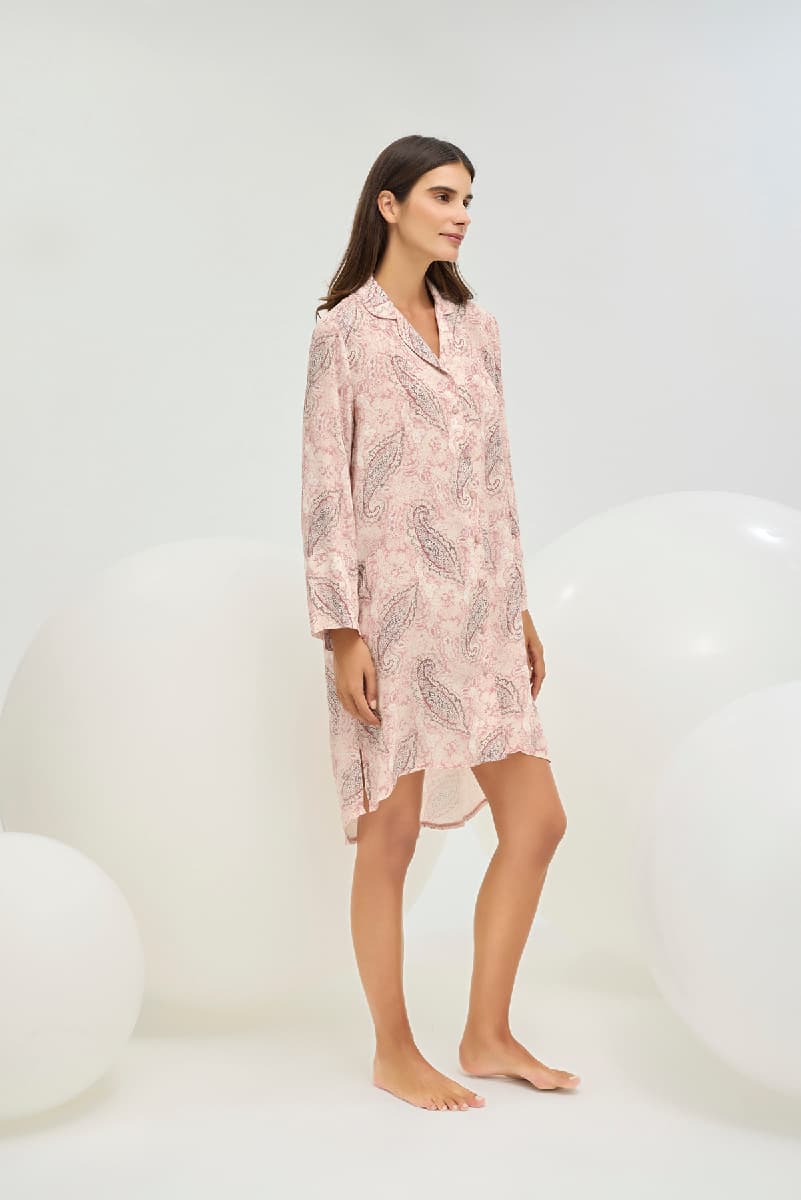 16340 Kadın Düğmeli Kısa Gecelik