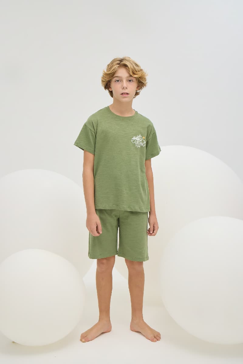 8798 Erkek Çocuk Baskılı Şort Takım