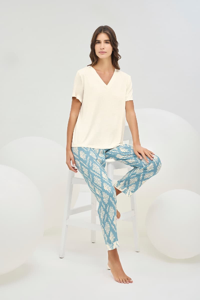 16489 Kadın V Yaka Pijama Takım