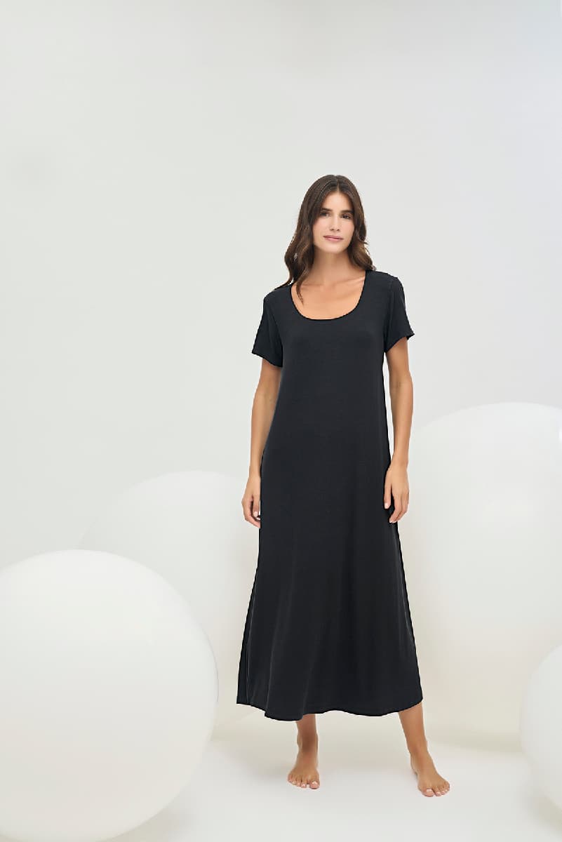 16593 Kadın Kare Yaka Uzun Elbise