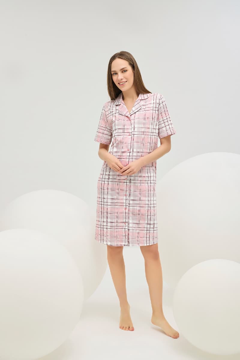 16618 Kadın Düğmeli Kısa Gecelik