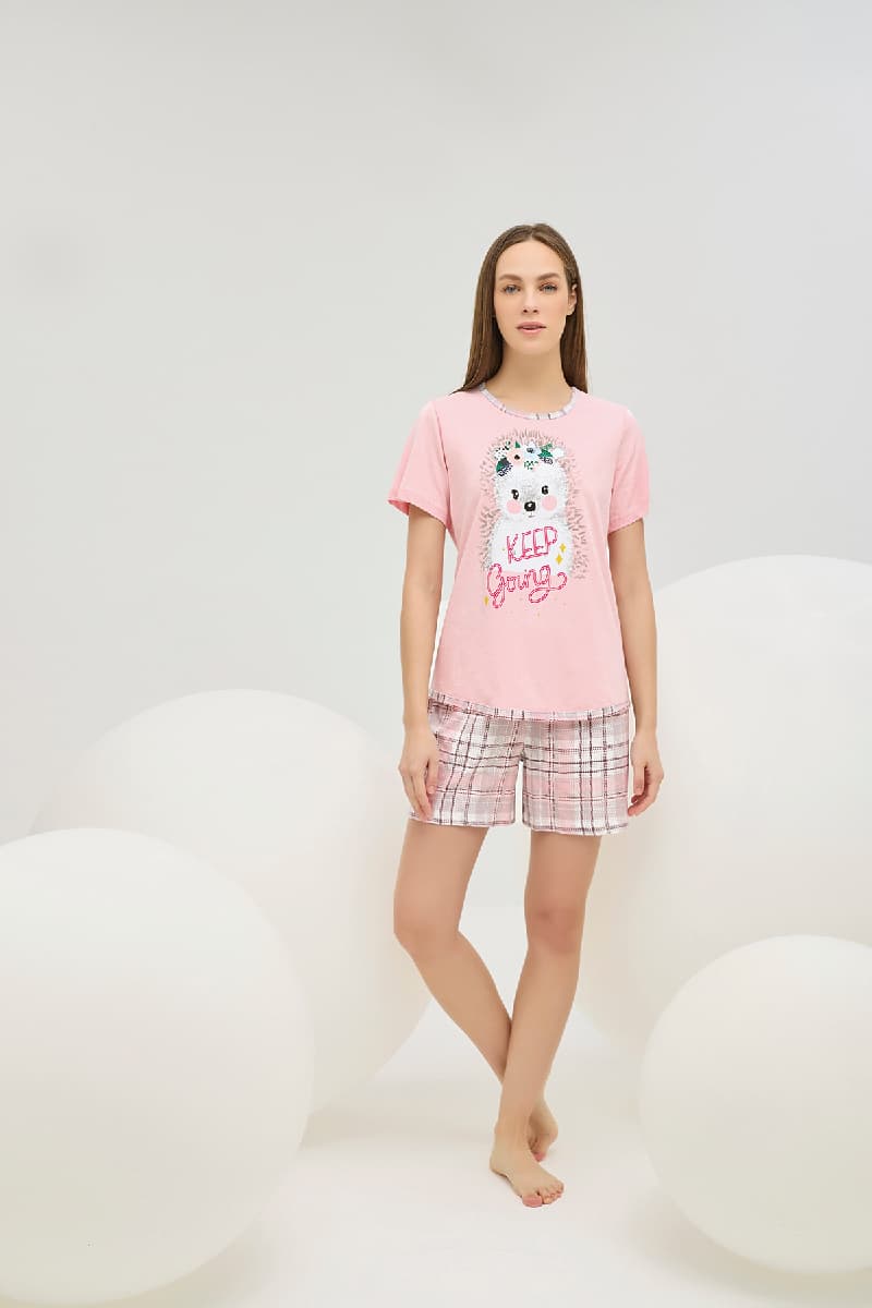 16622 Kadın Baskılı Şort Takım