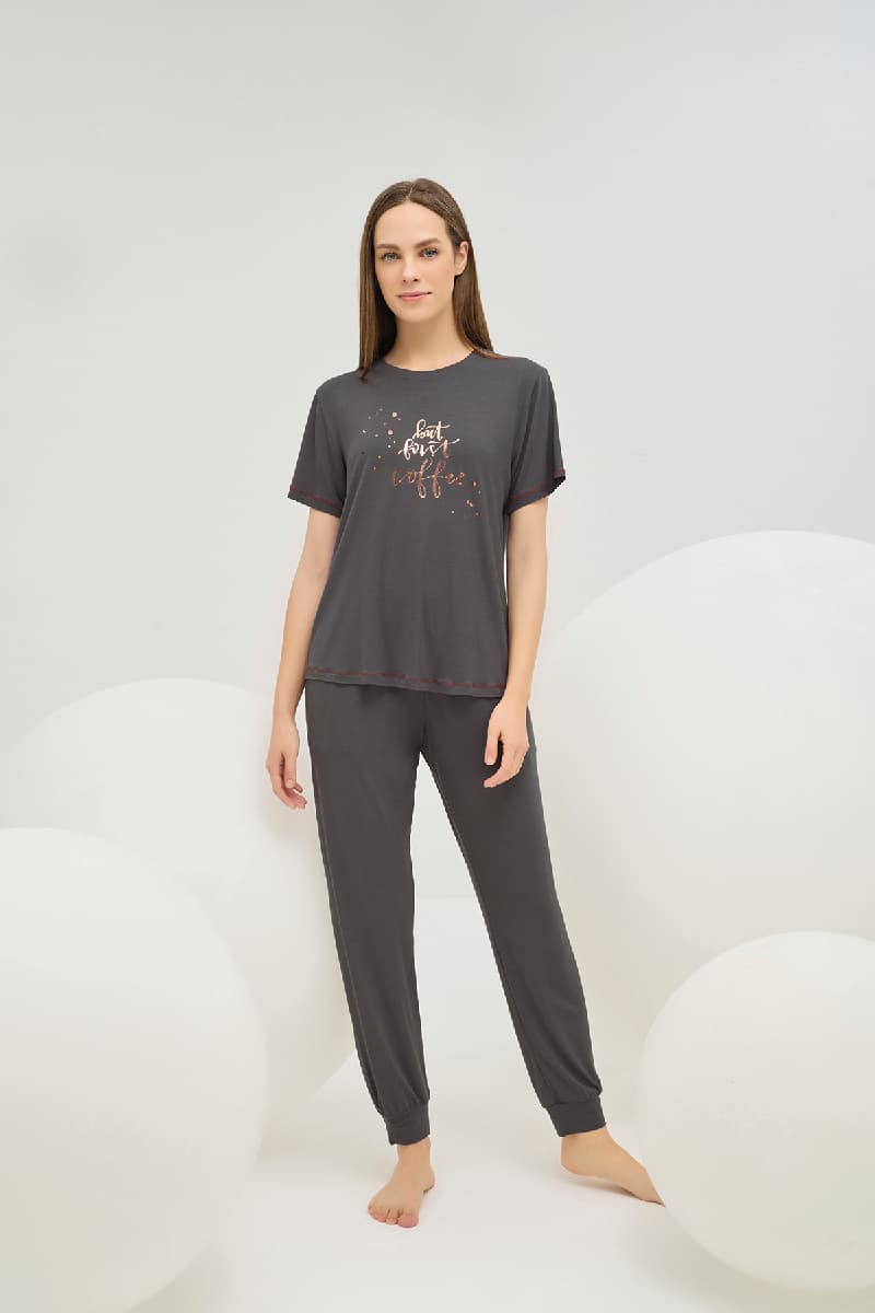 16616 Kadın Bisiklet Yaka Pijama Takım