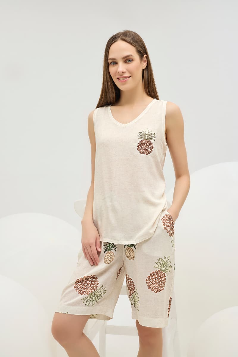 16660 Kadın Nakışlı Şort Takım