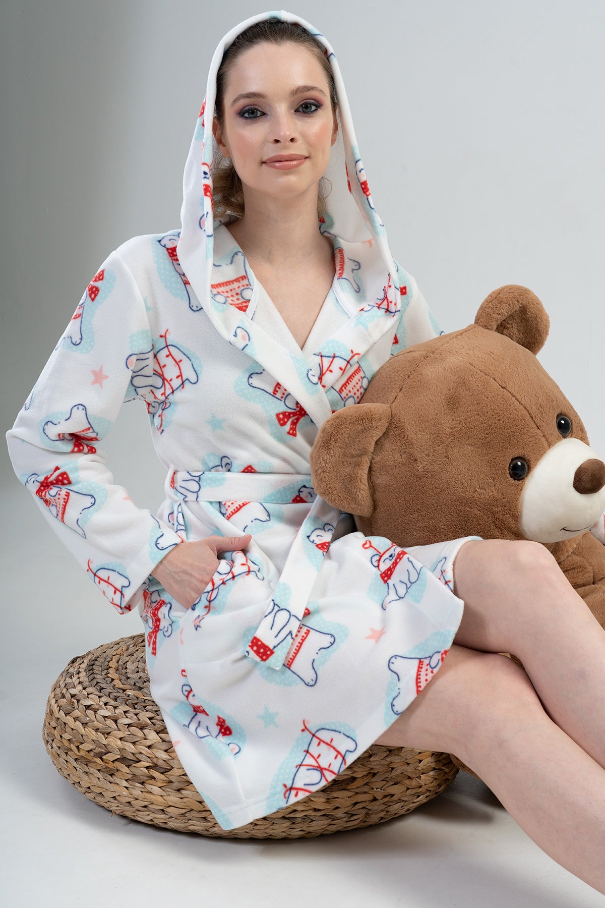 Woman Fleece Winter Dressing Gown