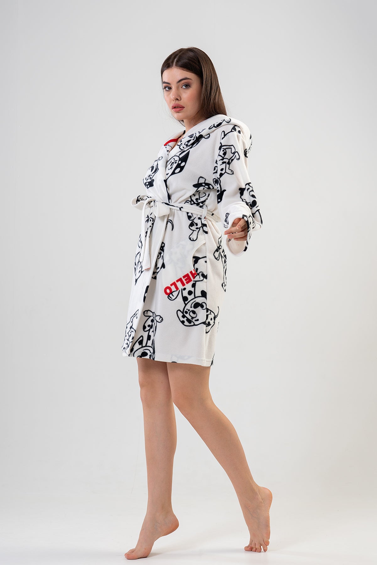 Woman Sweet Dog Fleece Dressing Gown