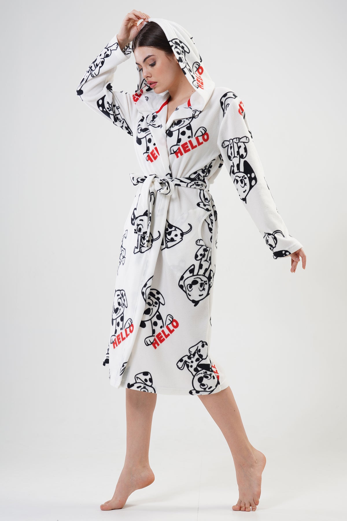 BAYAN POLAR KAPSONLU CEPLI UZUN SABAHLIK