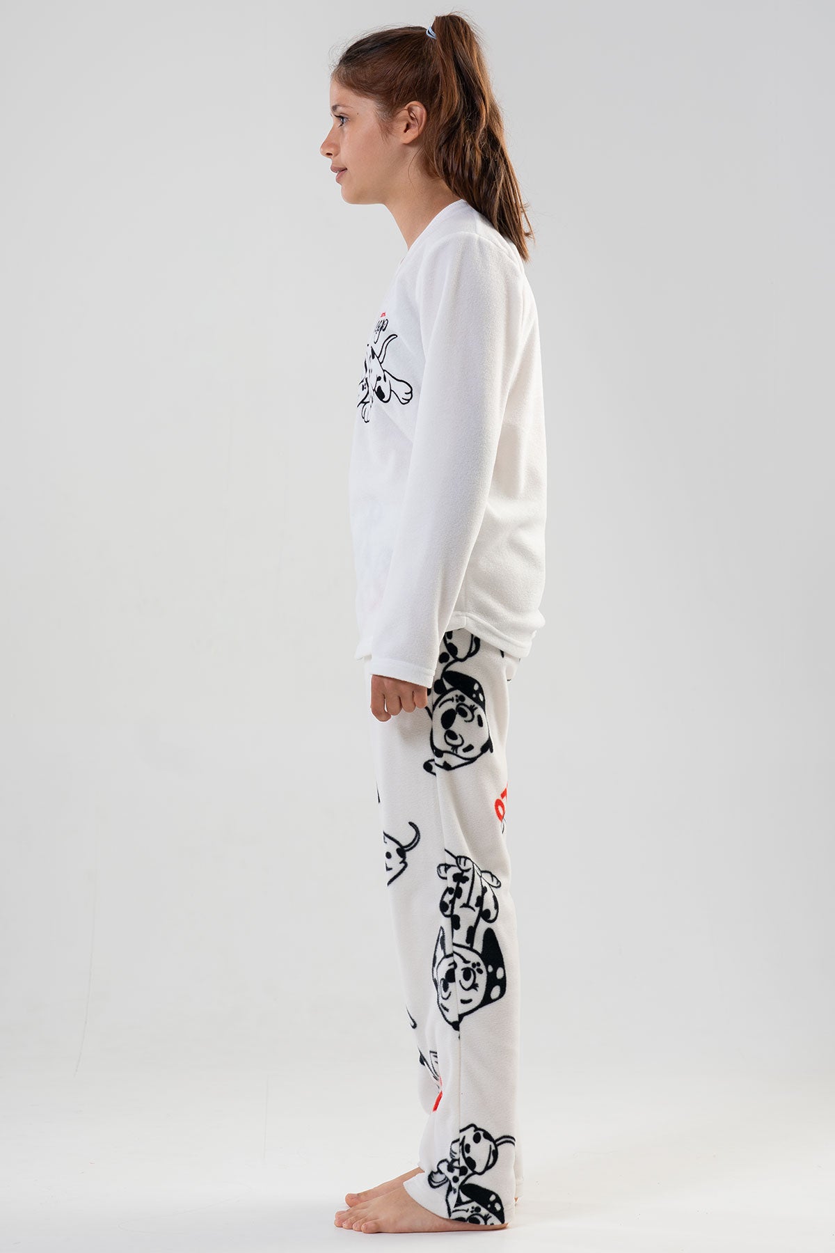 KIZ COCUK POLAR O YAKA UZUN KOL ETEGI OVAL CEPLI PIJAMA TAKIM