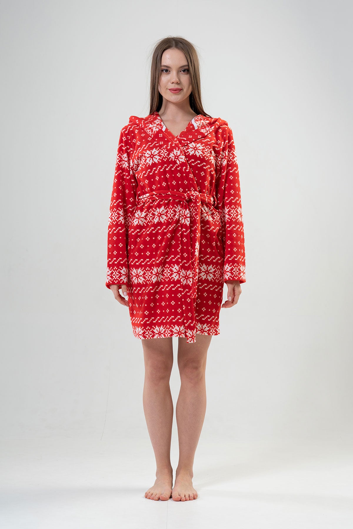 Woman Fleece Christmas Pattern Dressing Gown