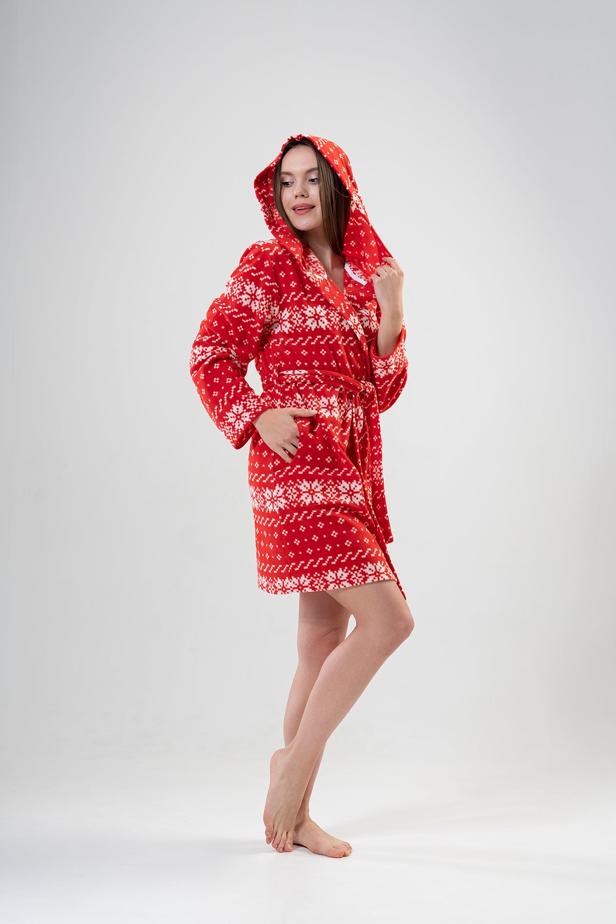 Woman Fleece Christmas Pattern Dressing Gown