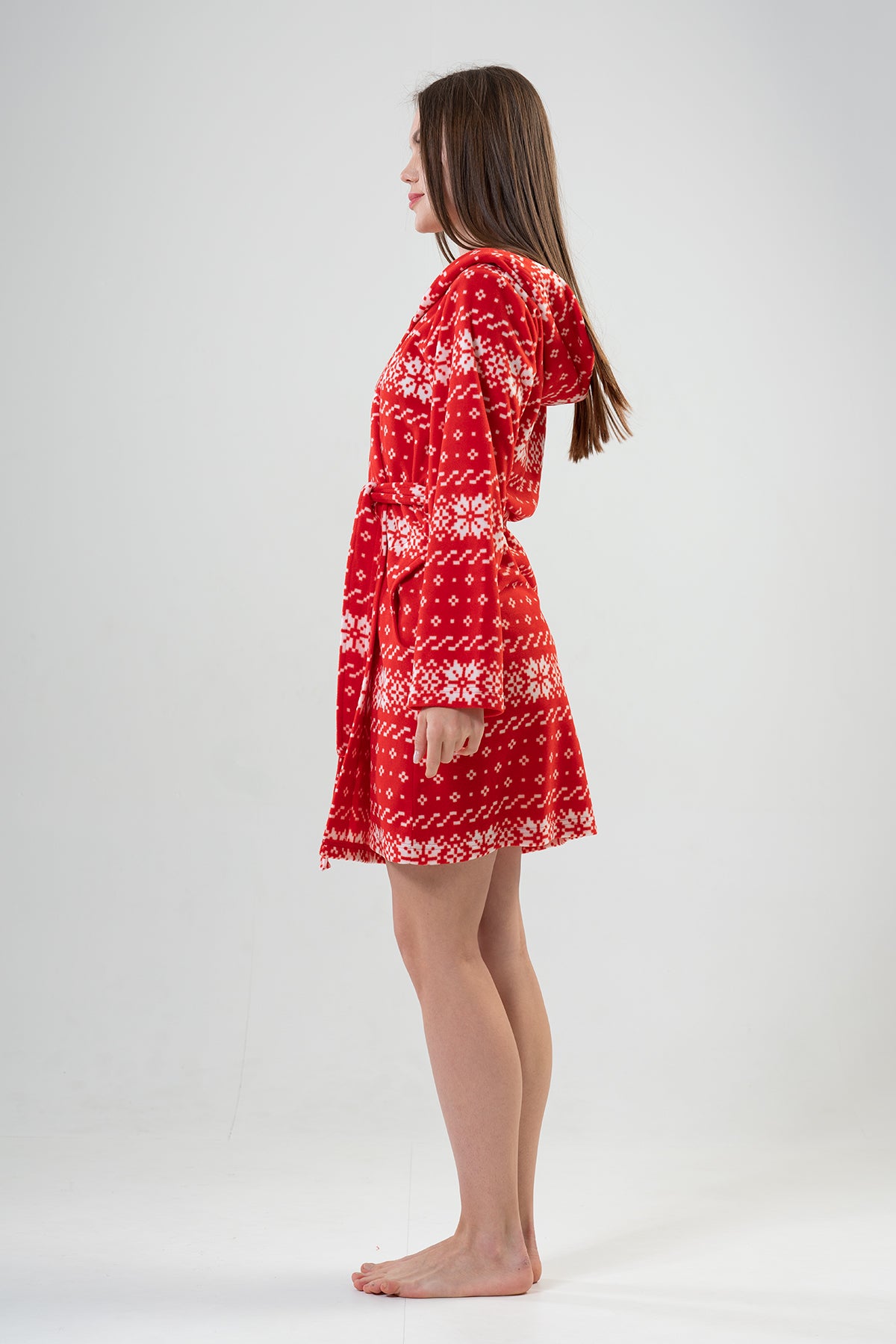 Woman Fleece Christmas Pattern Dressing Gown