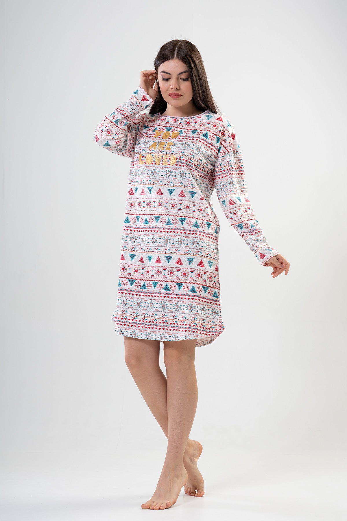 BAYAN P.SUPREM O YAKA DUSUK OMUZLU UZUN KOL ETEGI OVAL TUNIK