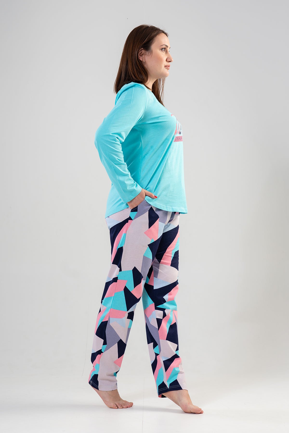 KADIN P.SUPREM XXL O YAKA UZUN KOL ETEGI OVAL CEPLI PIJAMA TAKIM