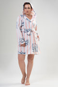WOMEN'S POLAR XXL HOODED POCKETED SHORT ROBE