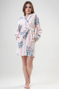 WOMEN'S POLAR HOODED POCKETED SHORT ROBE