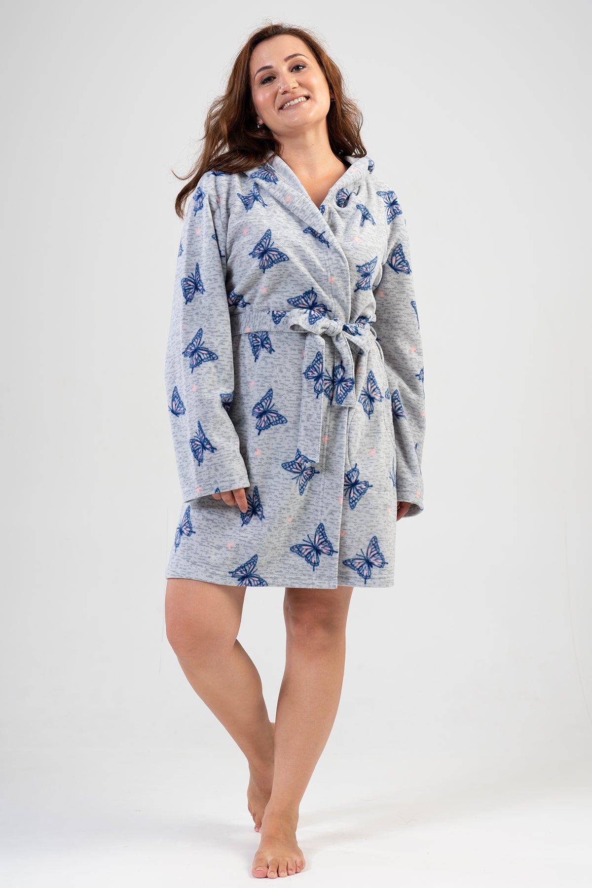 Woman Big Size Gray Dressing Gown