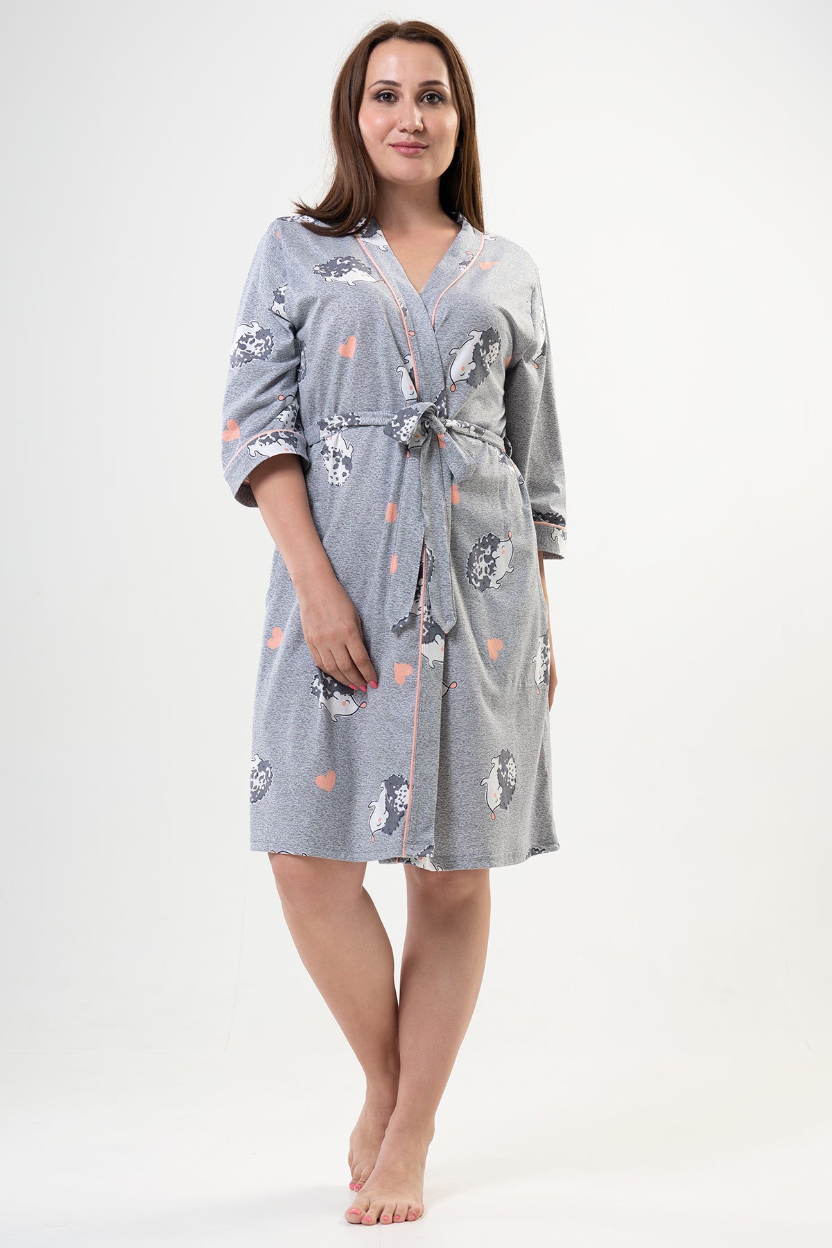 Woman Big Size Porky Poor Sleeve Dressing Gown