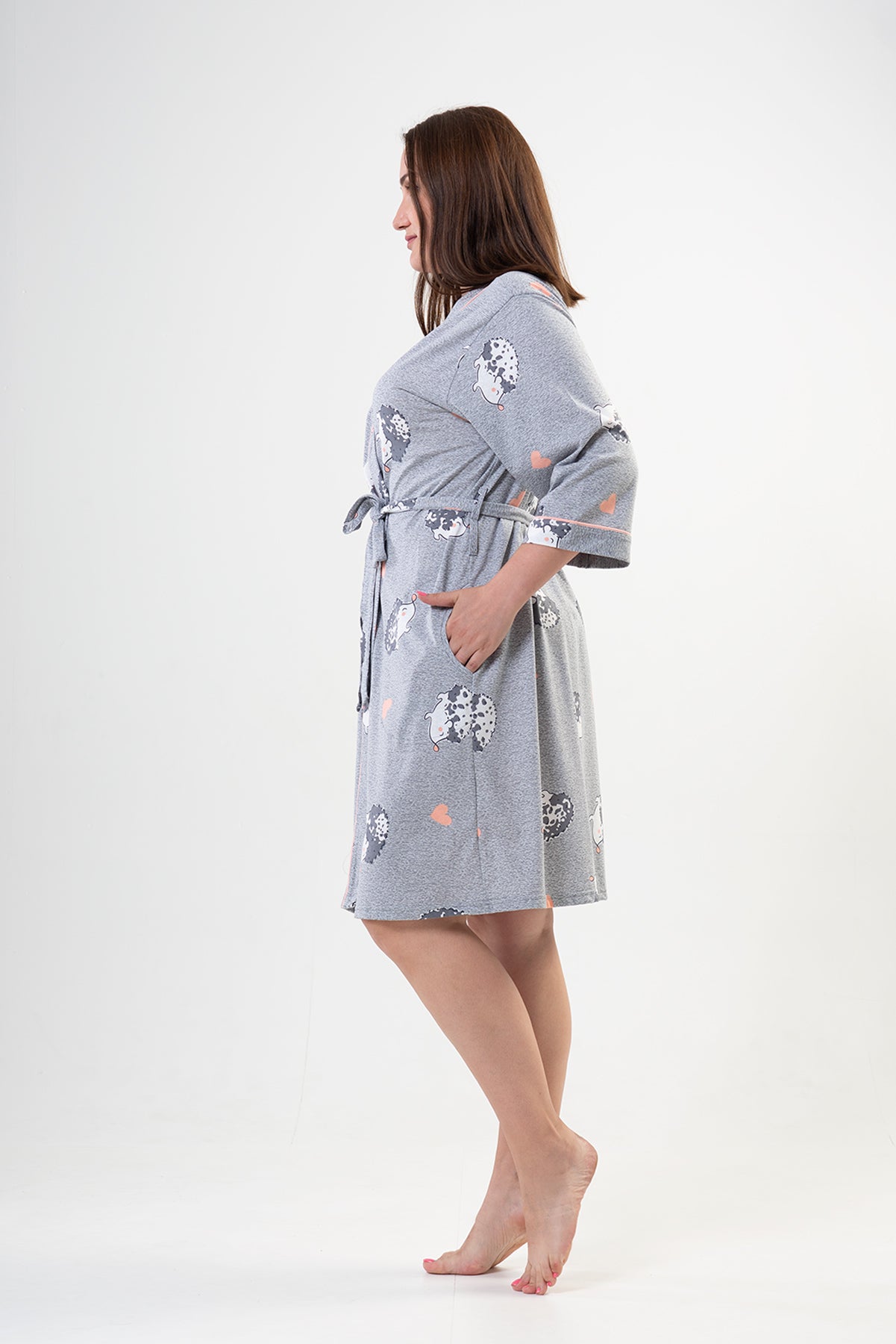 Woman Big Size Porky Poor Sleeve Dressing Gown