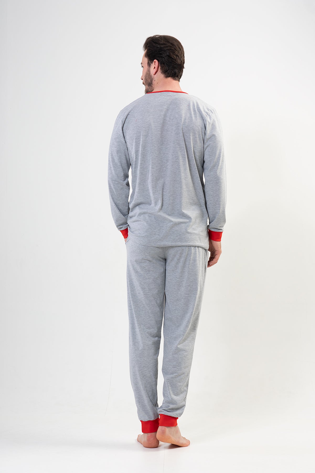 CEPLI ERKEK P.SUPREM O YAKA UZUN KOL MANSETLI PIJAMA TAKIM