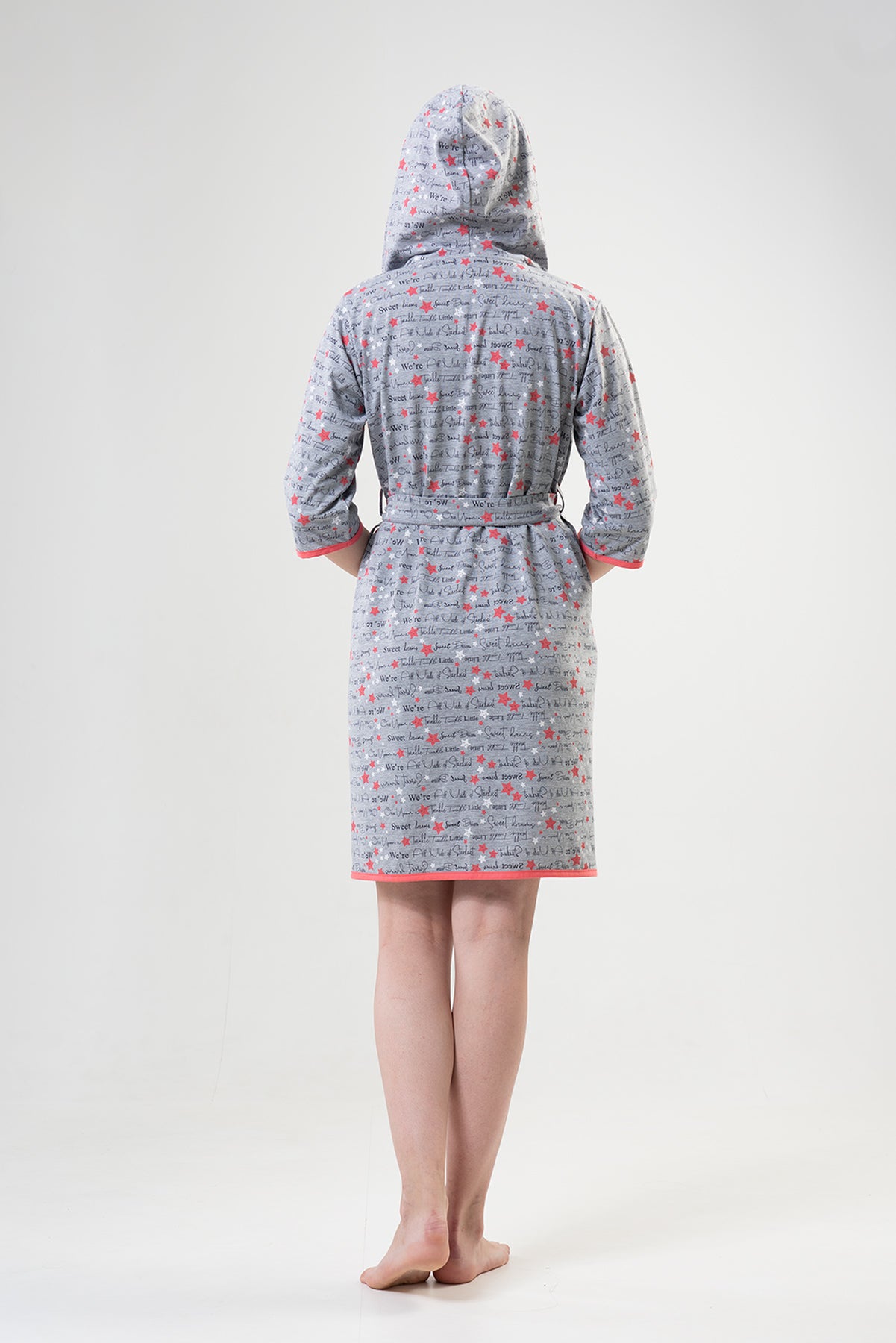 Woman Pink Line Dressing Gown