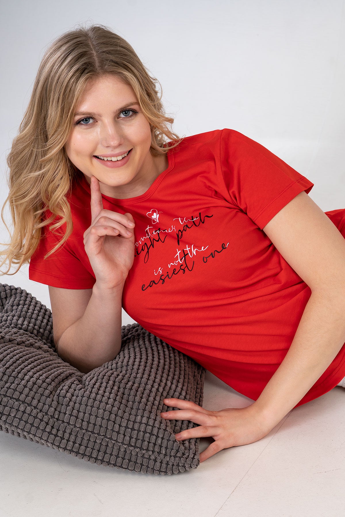 Woman Red Night Capri Set