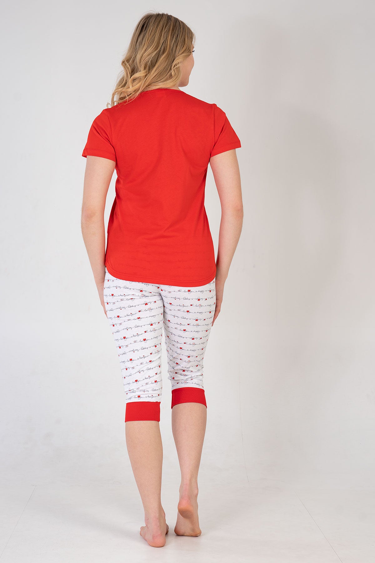 Woman Red Night Capri Set