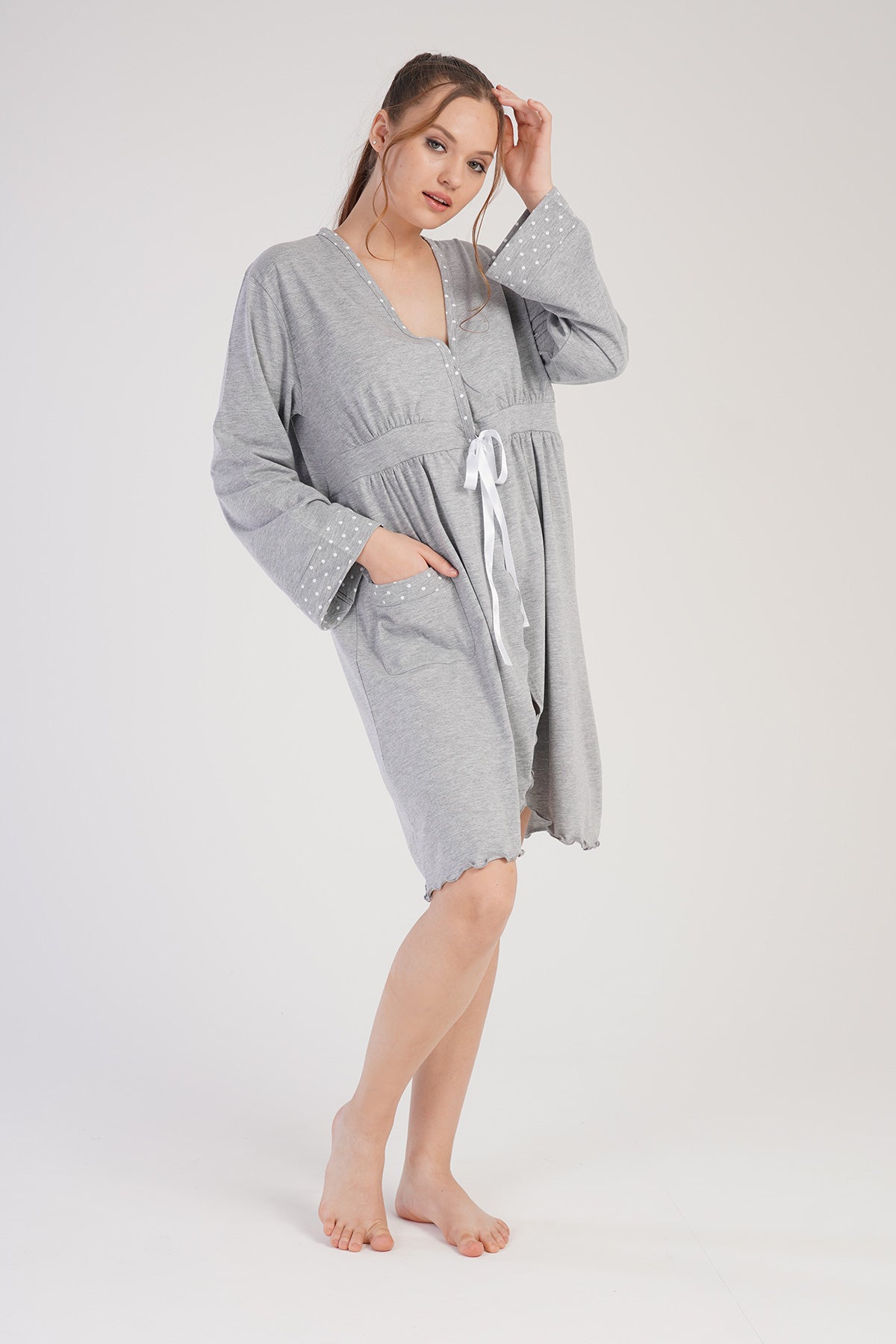 Woman Supreme Polka Dot Detail Pregnant Dressing Gown