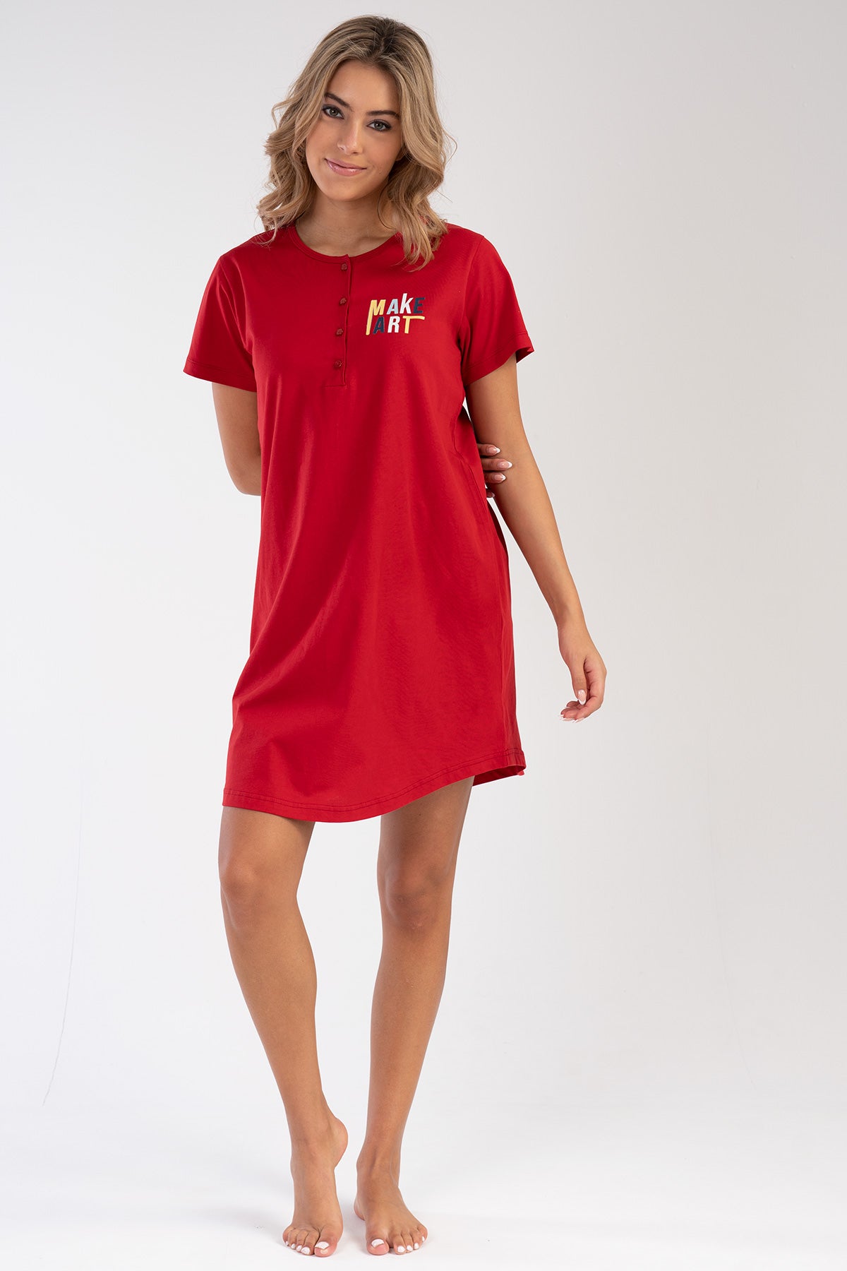 Woman Red Art Tunic