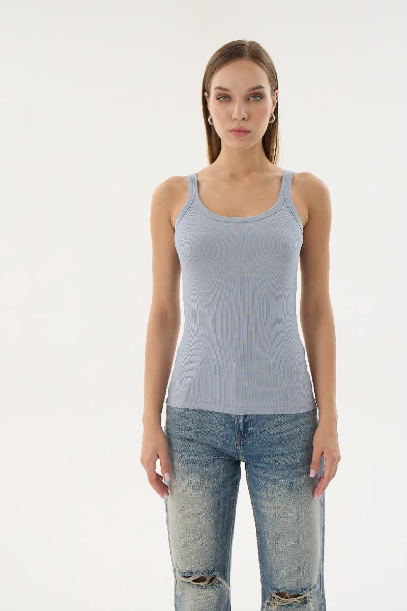 16155 KADIN FİTİLLİ İNCE ASKILI T-SHIRT