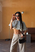 Krem Pötikareli Crop Top