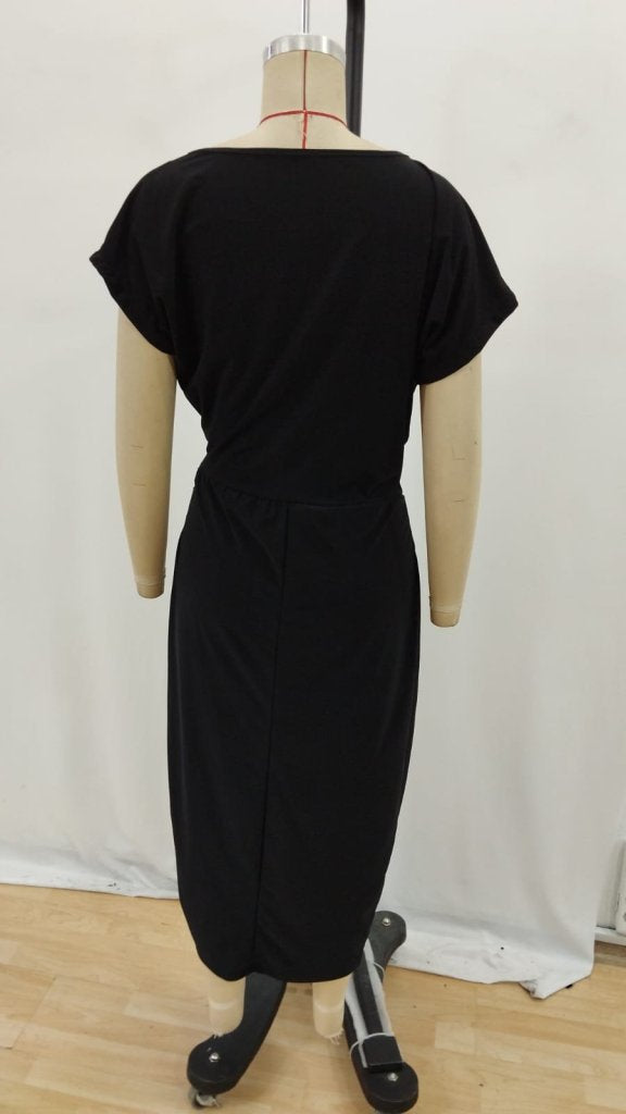 Kadın Kısa Kollu Tek Omuzdan Açık Beli Lastikli Sandy Maxi Elbise , 34334