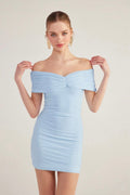 Madonna Neck Mini Muse Dress Blue