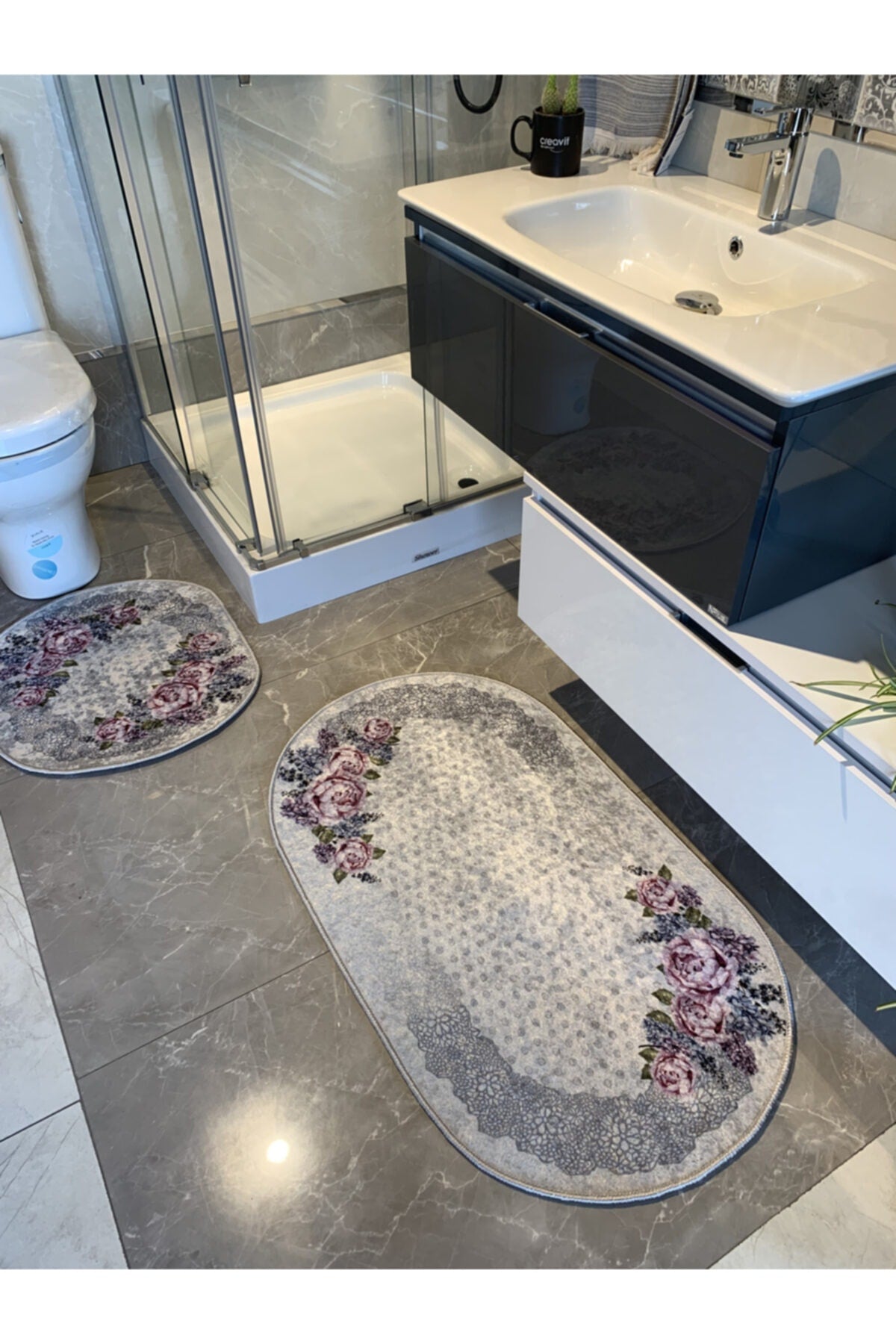 Lizbon Model 2'li Lateks Taban Banyo Paspas Takımı (60X100 - 60X50)