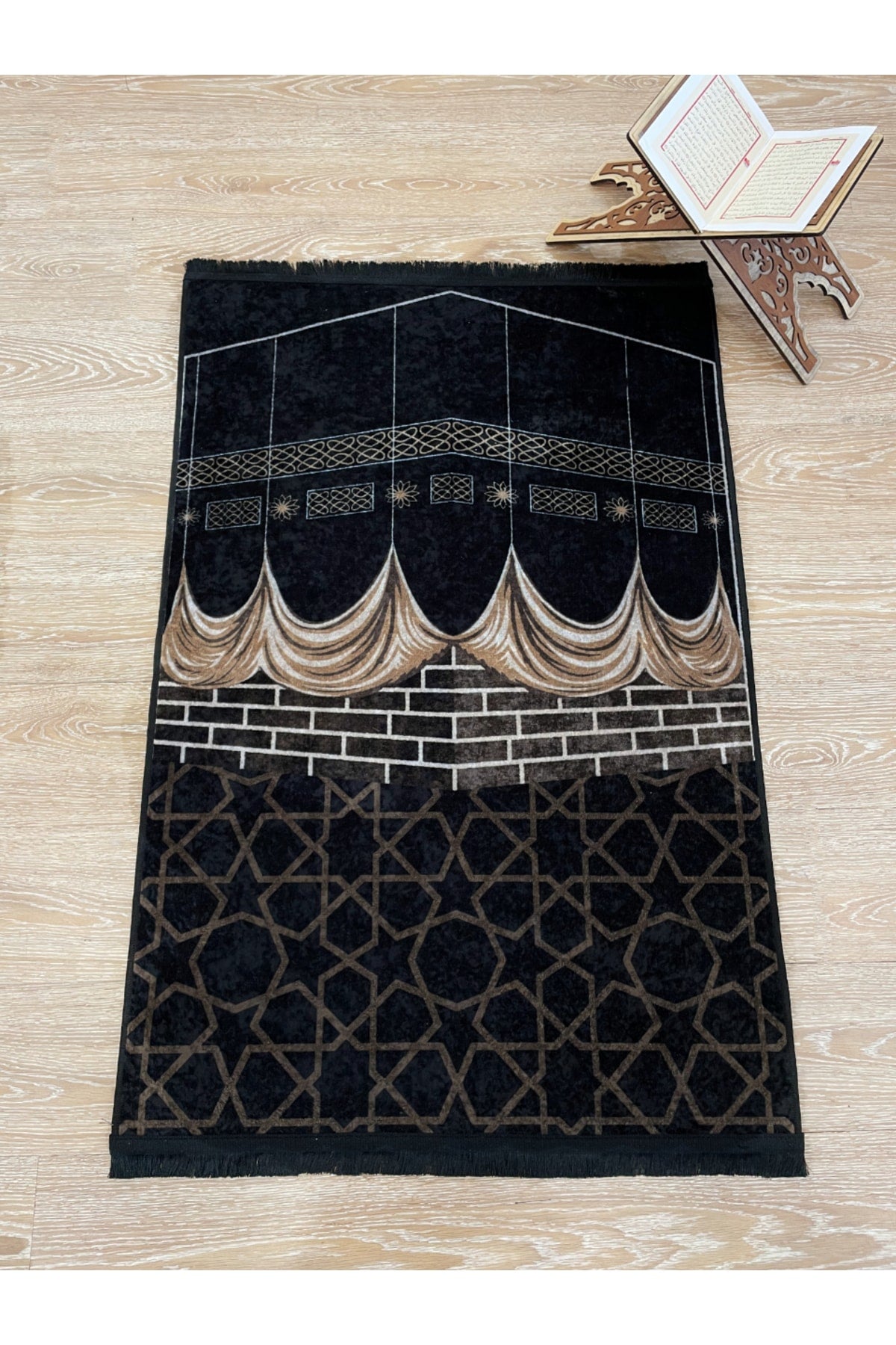 Seccade Saçaklı (lateks Taban) 75x125 Ebat - Siyah