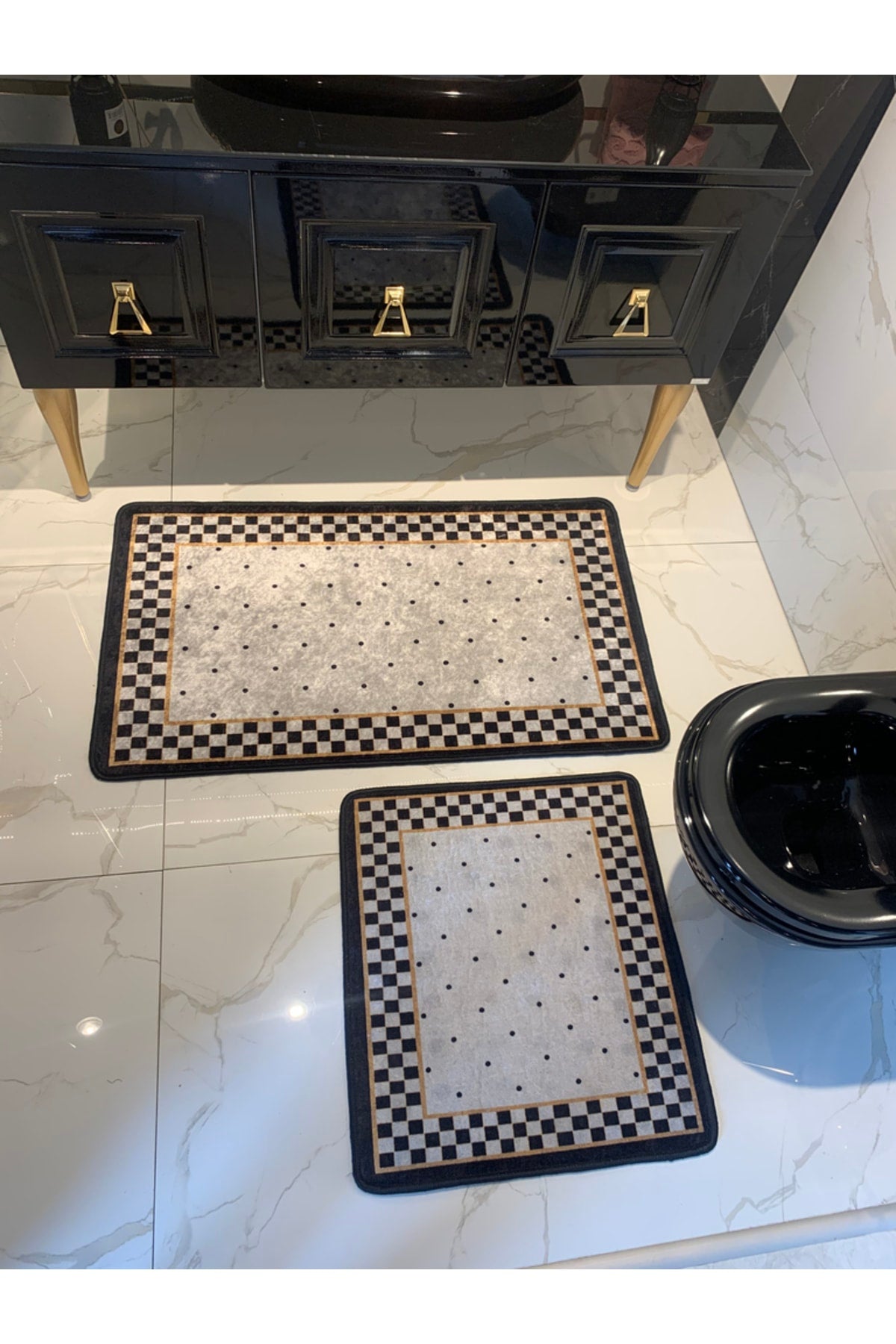 Rasel Model 2'li Lateks Kaymaz Taban Banyo Paspas Takımı Ebat (60X100 - 60X50)