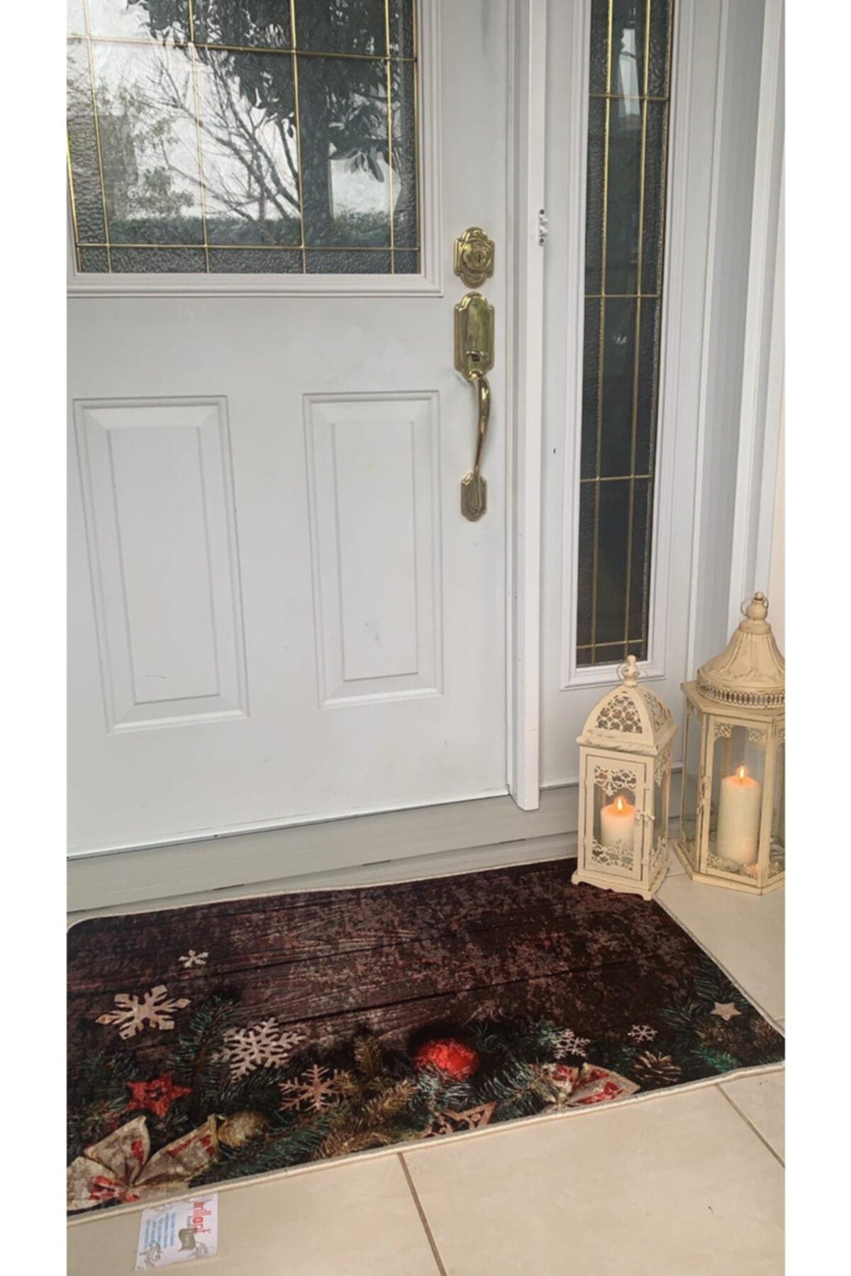Yılbaşı Temalı Lateks Kaymaz Taban Kapı Önü Paspası (Ebat 60x90)