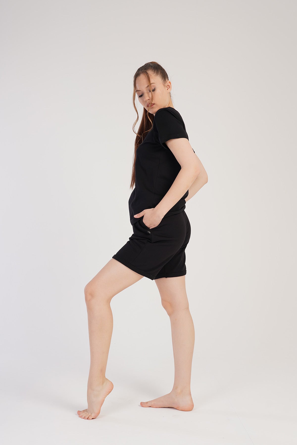 KADIN P.SUPREM/3IPLIK O YAKA KISA KOL DOUBLE PACA CEPLI SORT TAKIM